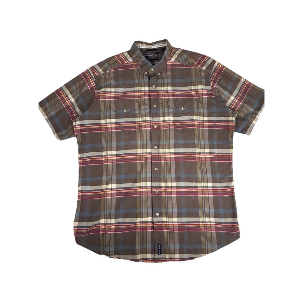 Rough Stock VTG Western Cotton Made in America button up short sleeve Men Sz XXL